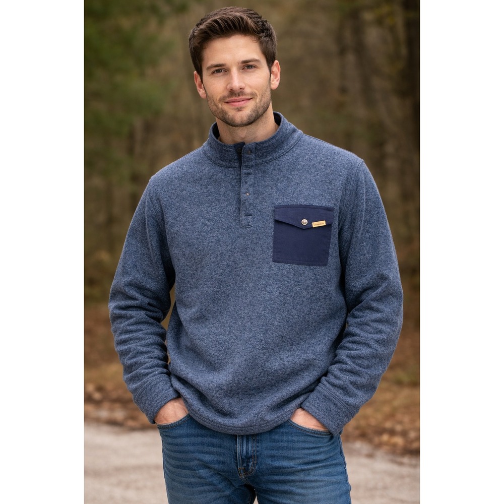 Vintage Woolrich Mens M/L Blue Quarter Snap Pullover Sweater Long Sleeves